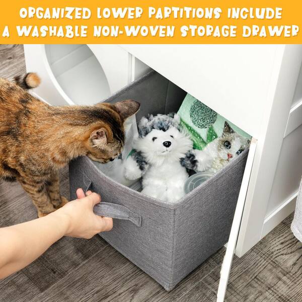 COZIWOW Cat Litter Box Enclosure Large Box House with Table