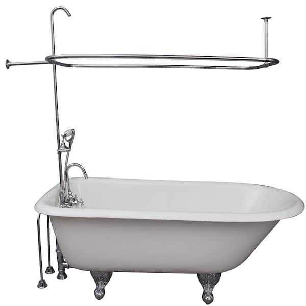 Barclay Products 5.6 ft. Cast Iron Ball and Claw Feet Roll Top Tub in White with Polished Chrome Accessories