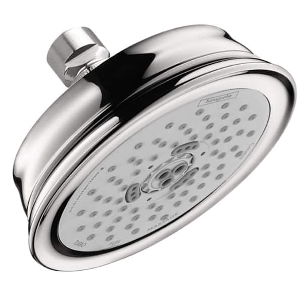 Hansgrohe Croma C 100 3-Spray Patterns 2.0 GPM 5.25 in. Green Wall Mount Fixed Showerhead in Chrome