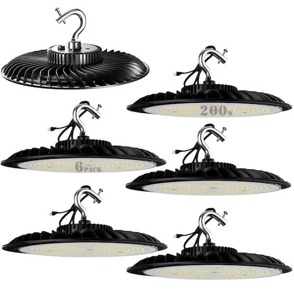 bulbeats 6-Pack of 200-Watt LED High Bay Light 30000LM High Bay LED Shop Lights AC100-277V Commercial Bay Lighting for Warehouse