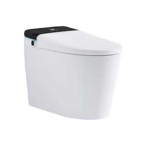 1-Piece 1.32 GPF Dual Flush Elongated Ceramic Smart Toilet Bidet in White with Warm Water and Auto Open and Close