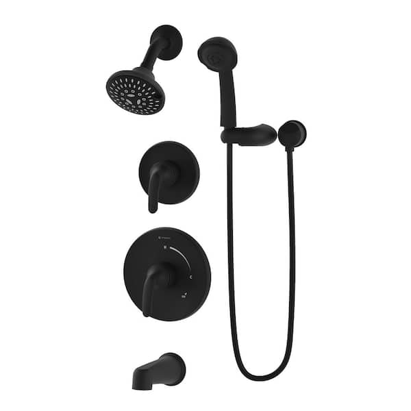 Symmons Elm 2-Handle Wall Mounted Tub and Shower Trim Kit in Matte Black (Valve Not Included)