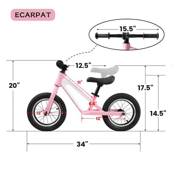 Balance bike hot sale dimensions