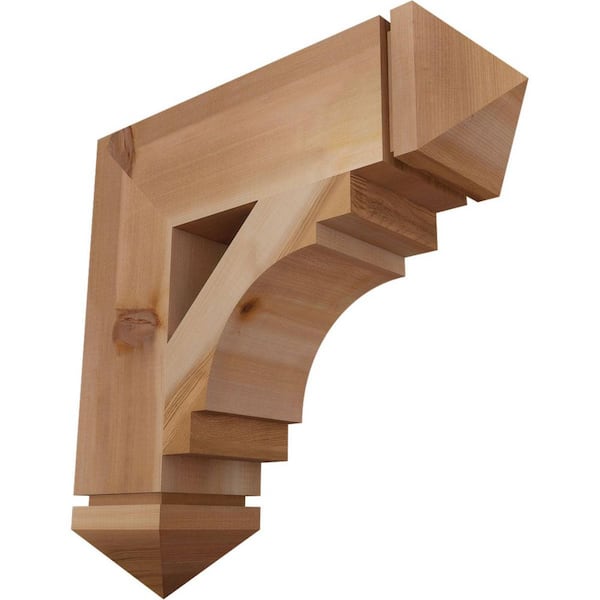 Ekena Millwork 5.5 in. x 22 in. x 22 in. Western Red Cedar Merced Arts and Crafts Smooth Bracket