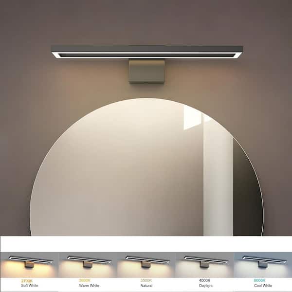 24 in. 1-Light Modern Black 5CCT Rectangle LED Bathroom Vanity Light, Linear Wall Sconce for Mirror and Hallway Lighting