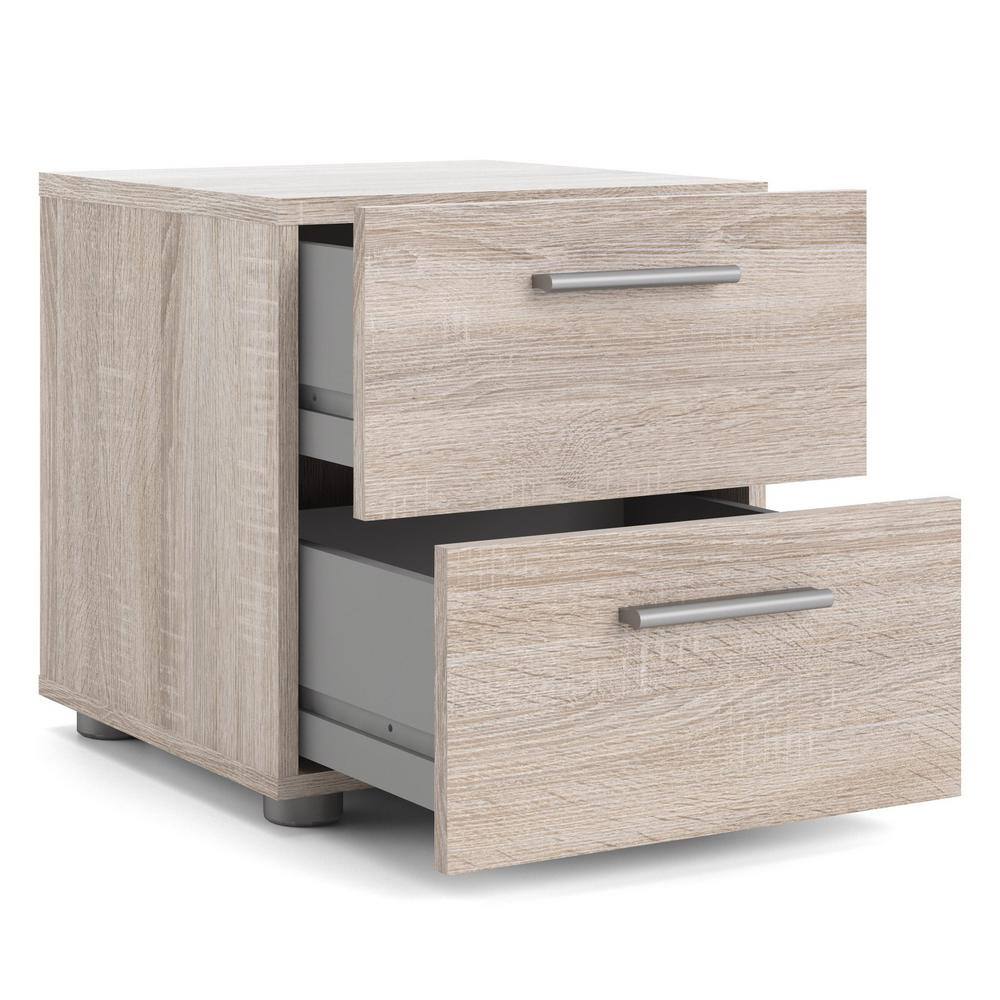 Truffle Transitional 2-Drawer Nightstand with Metal Accents