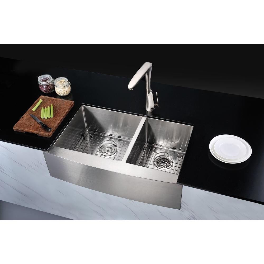Elysian 33" Stainless Steel Double Bowl Farmhouse Sink
