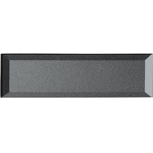 Secret Dimensions Glossy Gray Beveled Large Format Subway 4 in. x 16 in. in. Glass Wall Tile (16 sq. ft./Case)