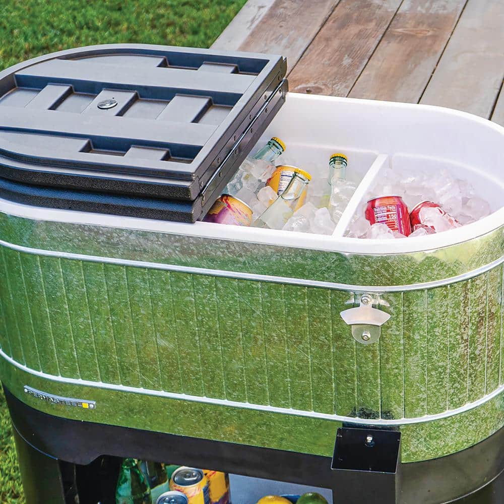 Permasteel 120-Qt Galvanized Steel Rolling Patio Cooler with Wheels