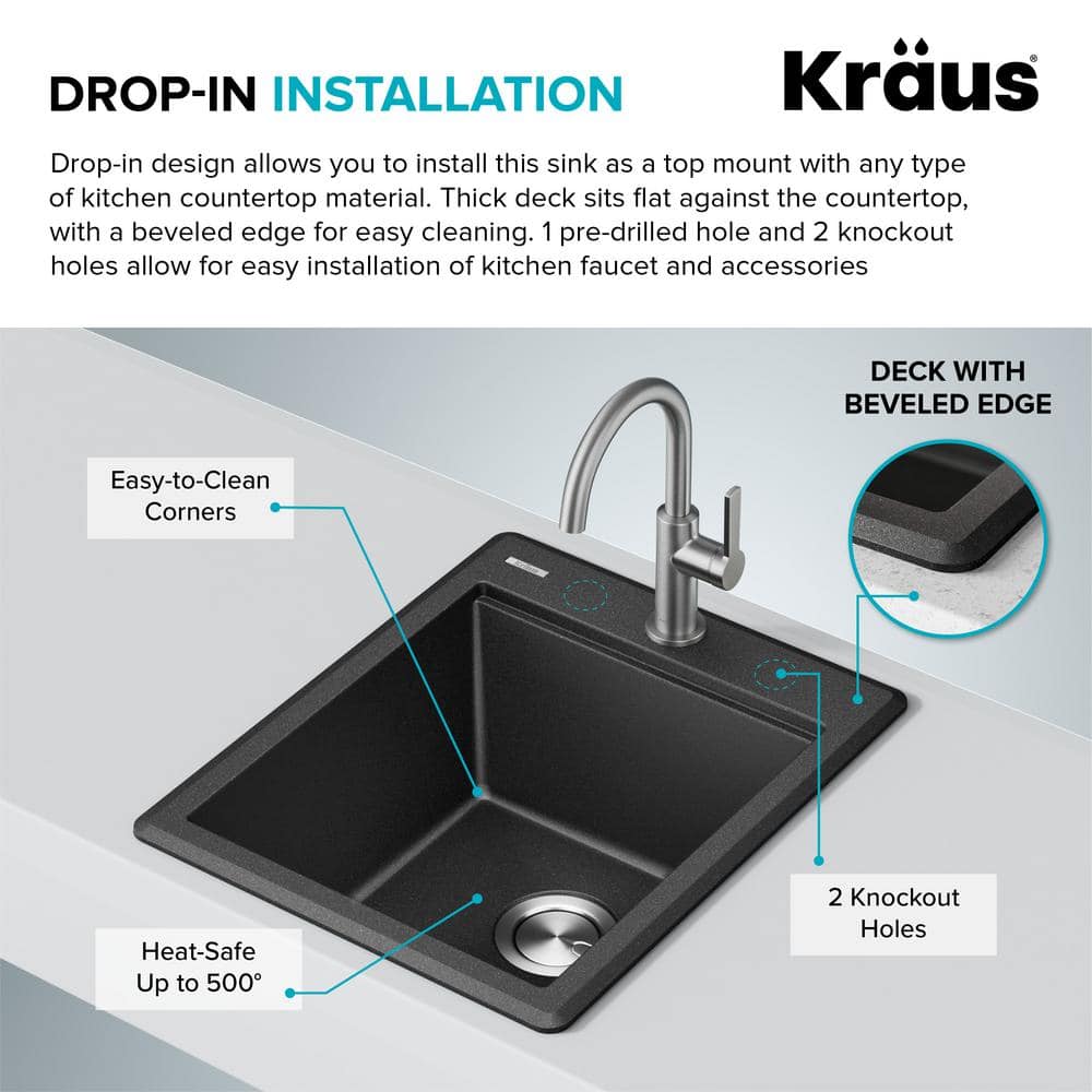 Bellucci Metallic Black Granite Composite Single Bowl Kitchen Sink