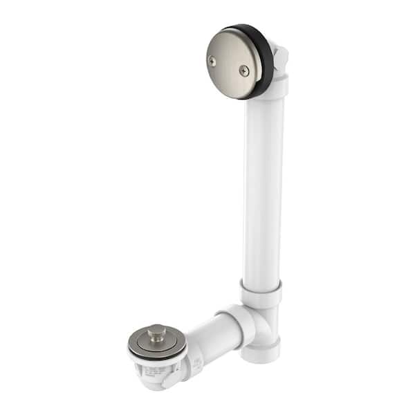 Brushed Nickel Trim Twist Close Bathtub Drain - Sch. 40 White PVC