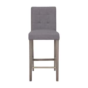 Leila 31 in Grey Full Back Wood Frame Cushioned Bar Height Stool with Fabric Seat