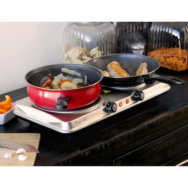 Elexnux Portable 2-Burner 7.4 in. Silver Electric Hot Plate Countertop  Burner FYDQCMHPXYC180 - The Home Depot