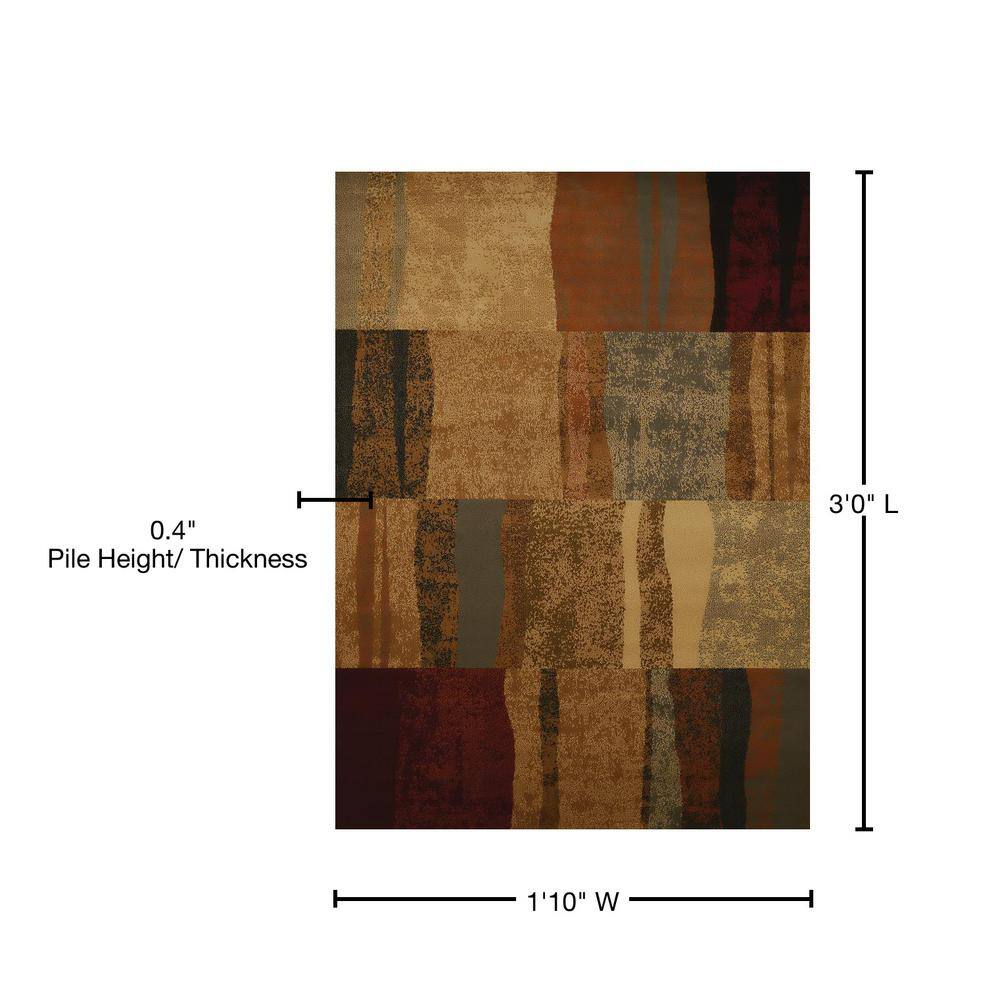 Shadows Brown and Beige Rectangular Polypropylene Area Rug 2' x 3'