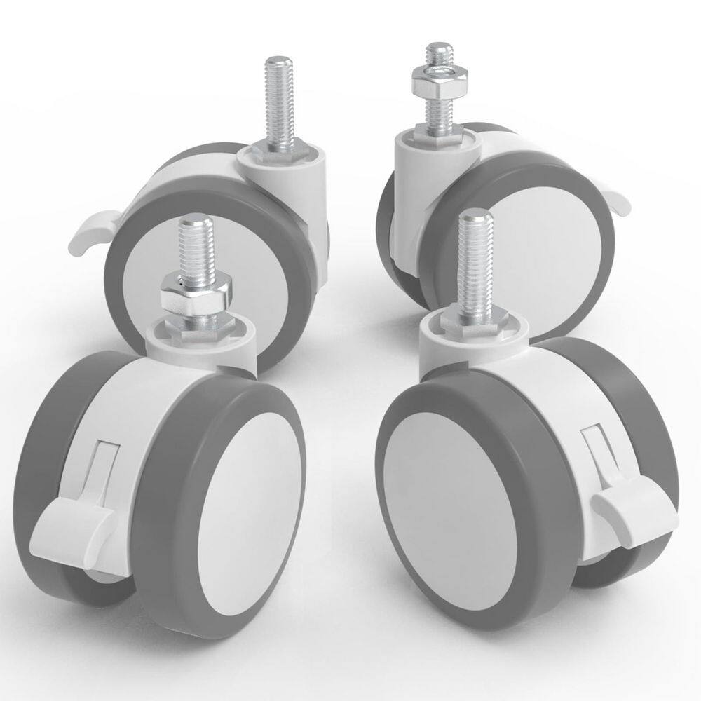 4-Pack White 2.5 in. Swivel Caster Wheels Nylon Stem Threaded Locking Replacement for Desk Load Capacity 110 lbs. price history on PriceWatchPro