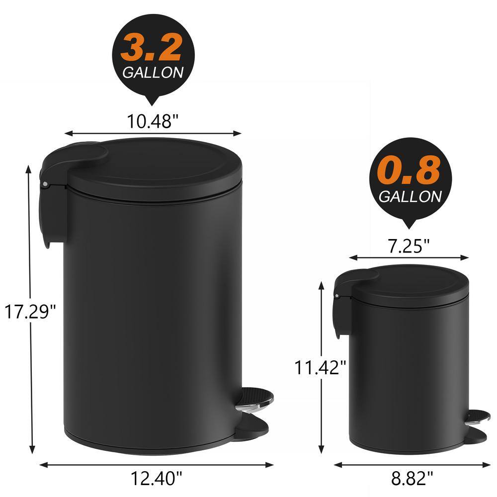 Black Metal Step-On Trash Can Combo with Pedal for Kids