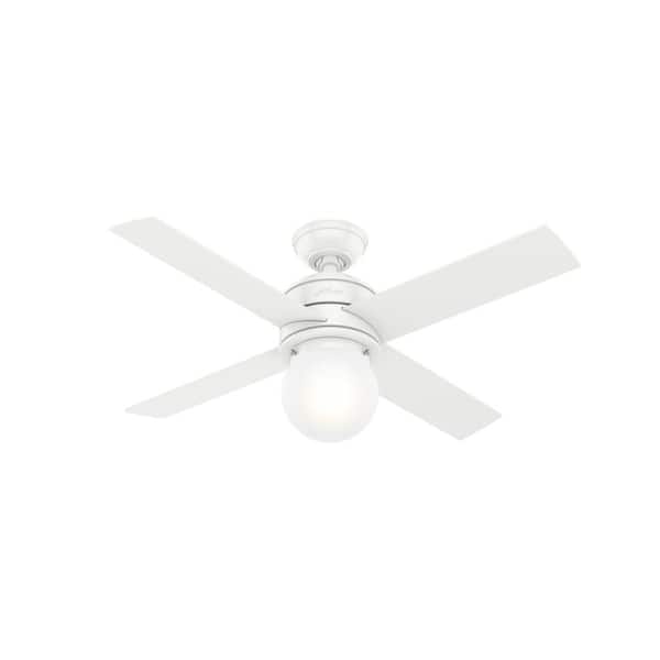 Hunter Hepburn 44 in. LED Indoor Matte White Ceiling Fan with Light and Wall Control