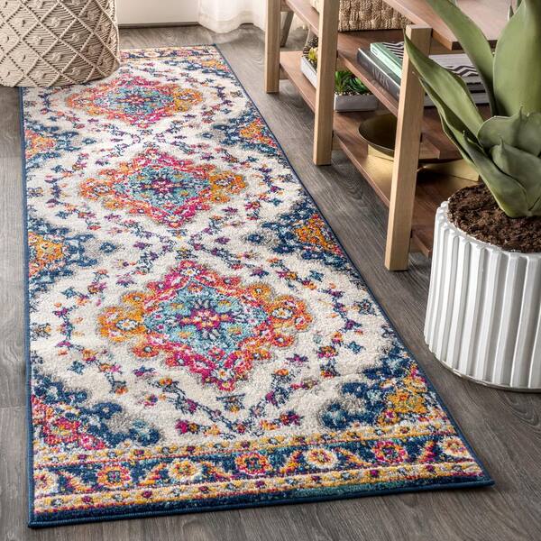Bohemian Flair Boho Vintage Medallion Blue/Multi 2 ft. x 16 ft. Runner Rug