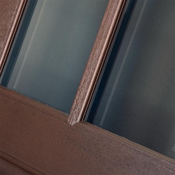 Steves & Sons Regency 64 in. x 80 in. 3/4-6 Lite Clear Glass RH Hickory Stain Mahogany Fiberglass Prehung Front Door w/Dbl 12in.SL