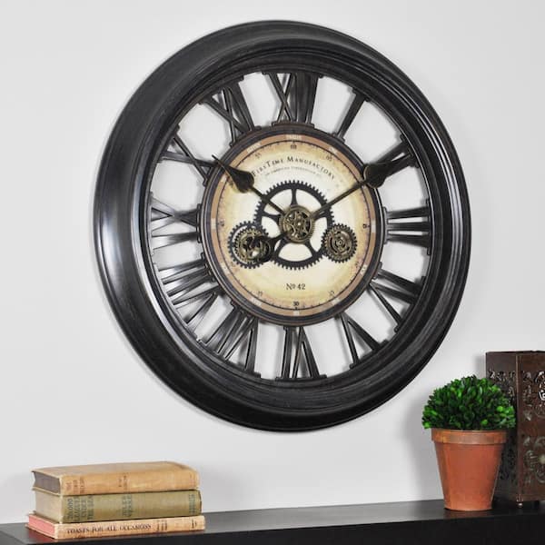 FirsTime & Co. 24 in. Round Gear Works Wall Clock