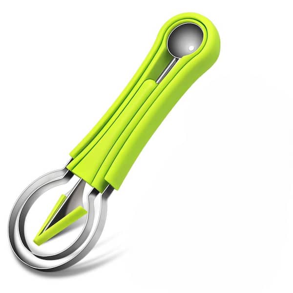 Green 4-in-1 Melon Baller and Fruit Cutter Set with Stackable Kitchen Tools