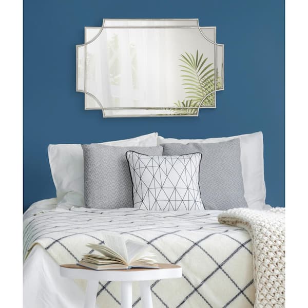 Minuette 36 in. x 24 in. Modern Scalloped Rectangle Framed Silver Wall Accent Mirror