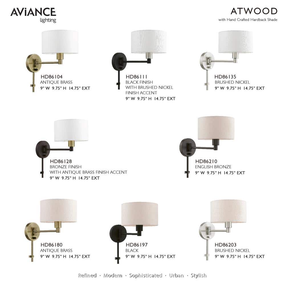 Transitional Brushed Nickel Swing Arm Wall Lamp with Off-White Shade