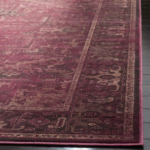 SAFAVIEH Vintage Raspberry 2 ft. x 8 ft. Border Runner Rug VTG114