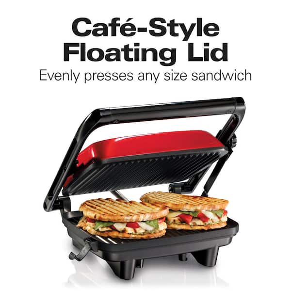 1400-Watt Red Panini Press with Floating Lid