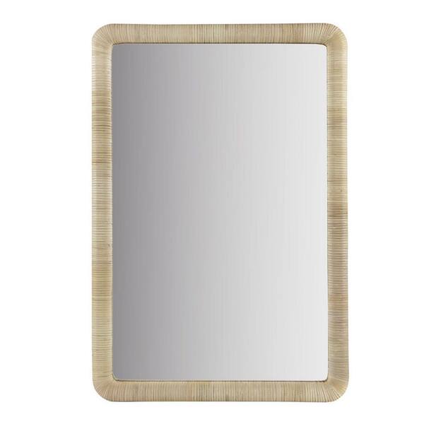 Miscool Anky 39 in. W x 26 in. H Natural Rattan Framed Rectangle Decorative Accent Wall Mirror