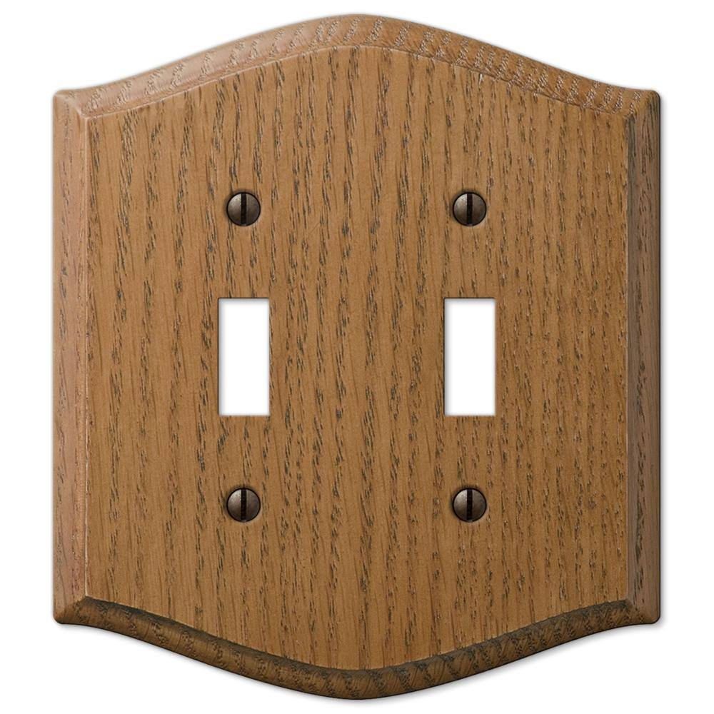 Amerelle Medium Oak 2-Gang Wood Toggle Wall Plate