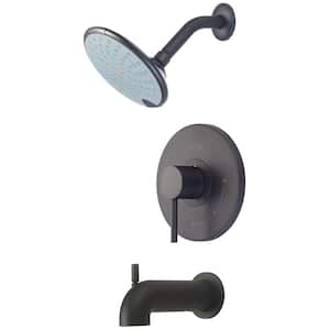 Motegi Single Handle 1-Spray Tub and Shower Faucet Trim Set Single Function 6 in. Rain Showerhead in Matte Black