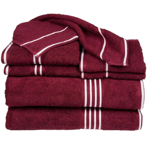 Rio 8-Piece Red Solid Cotton Bath Towel Set