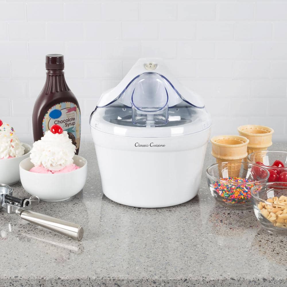Automatic White Frozen Bowl Ice Cream Maker