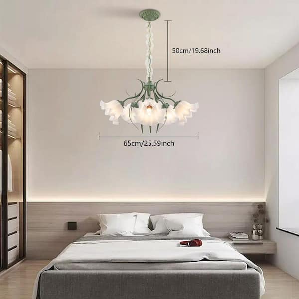 OUKANING 25.59 in. 5-Light Green Modern Flower Shape Chandelier