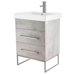 Concordia 24 in. W x 18 in. D x 33.50 in. H Bathroom Vanity in Gray Marble with White Ceramic Top