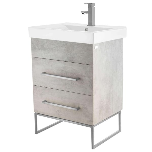 FINE FIXTURES Concordia 24 in. W x 18 in. D x 33.50 in. H Bathroom Vanity in Gray Marble with White Ceramic Top
