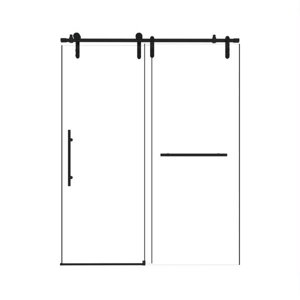 ZXDDMS 56 in.-60 in.W x 76 in.H Frameless Single Sliding Shower