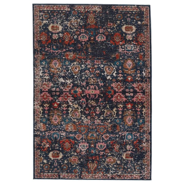 Jaipur Living Swoon Dark Blue/Pink 5 ft. x 7 ft.3 in. Oriental Rectangle Area Rug