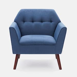 Blue Linen Fabric Arm Chair
