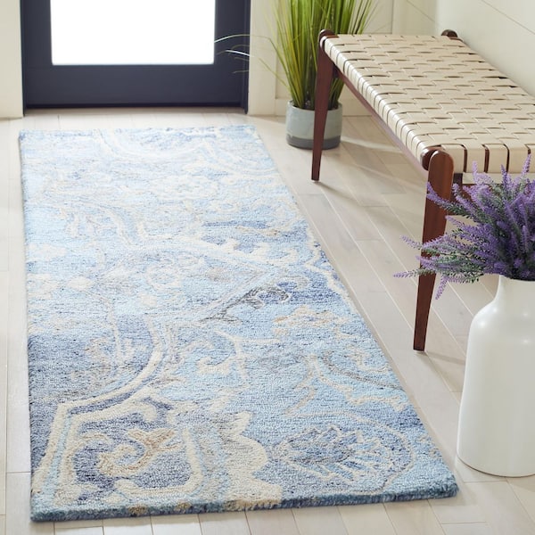 Marquee 2 ft. x 11 ft. Blue/Gray Oriental Runner Rug