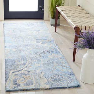 Marquee Blue/Gray 3 ft. x 8 ft. Abstract Floral Runner Rug
