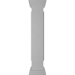 Straight 48 in. x 8 in. White Box Newel Post with Panel, Peaked Capital and Base Trim (Installation Kit Included)