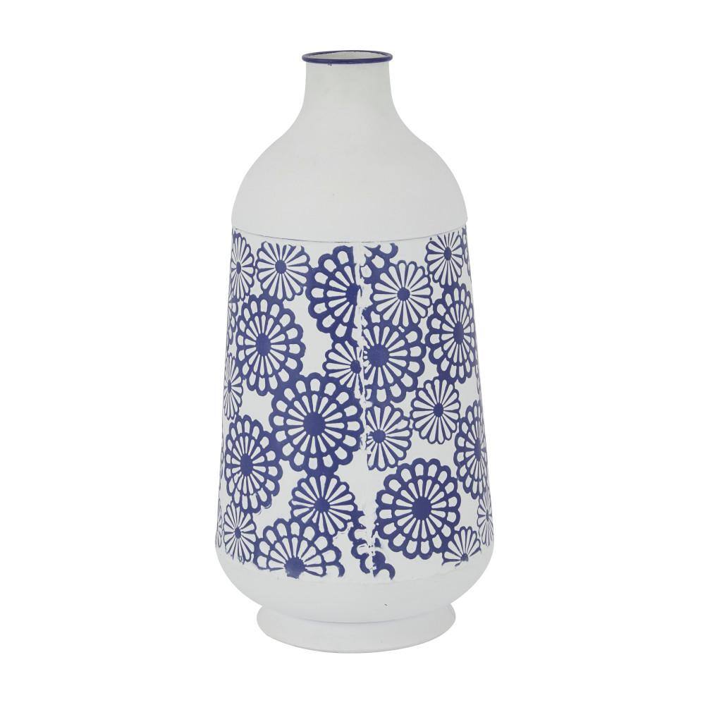 Country Charm 16'' White Metal Decorative Table Vase