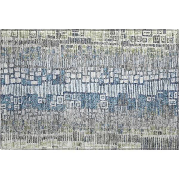 Mayfield Premium Machine Washable Abstract AMF2268 Aloe 2 ft. x 3 ft. Accent Rug