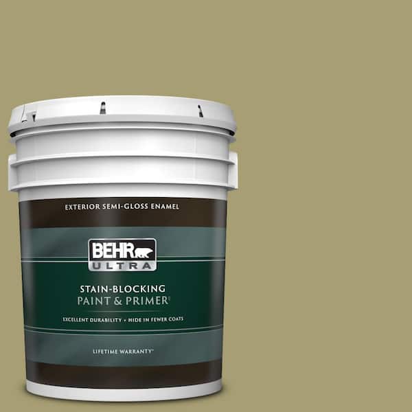 BEHR ULTRA 5 gal. #PPU9-04 Fresh Olive Semi-Gloss Enamel Exterior Paint & Primer