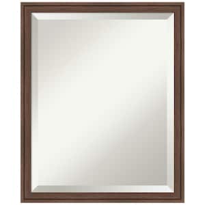 Florence Medium Brown 17.75 in. W x 21.75 in. H Beveled Casual Rectangle Framed Wall Mirror in Brown