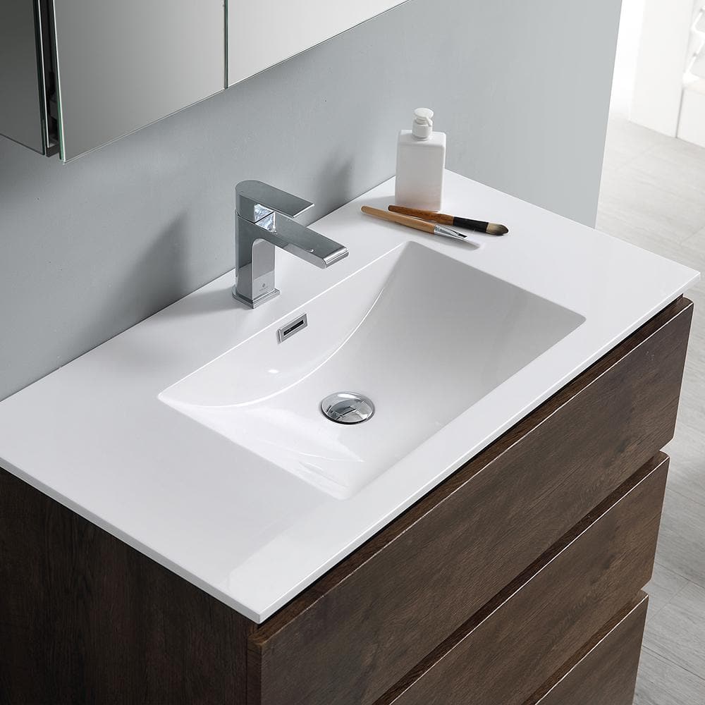 Rosewood 36" Freestanding Single Vanity with Acrylic Sink