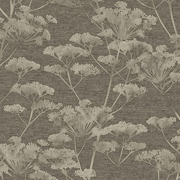 Boutique Serene Seedhead Taupe and Gold Removable Wallpaper Sample
