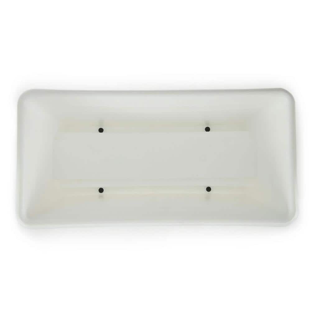 White 24-Inch Plastic Deck Rail Planter Box with Drainage Plugs